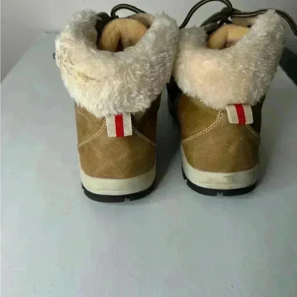 OTHUME FEMME Lack Up Tan Boots with Fur. Size 11 - Picture 4 of 8